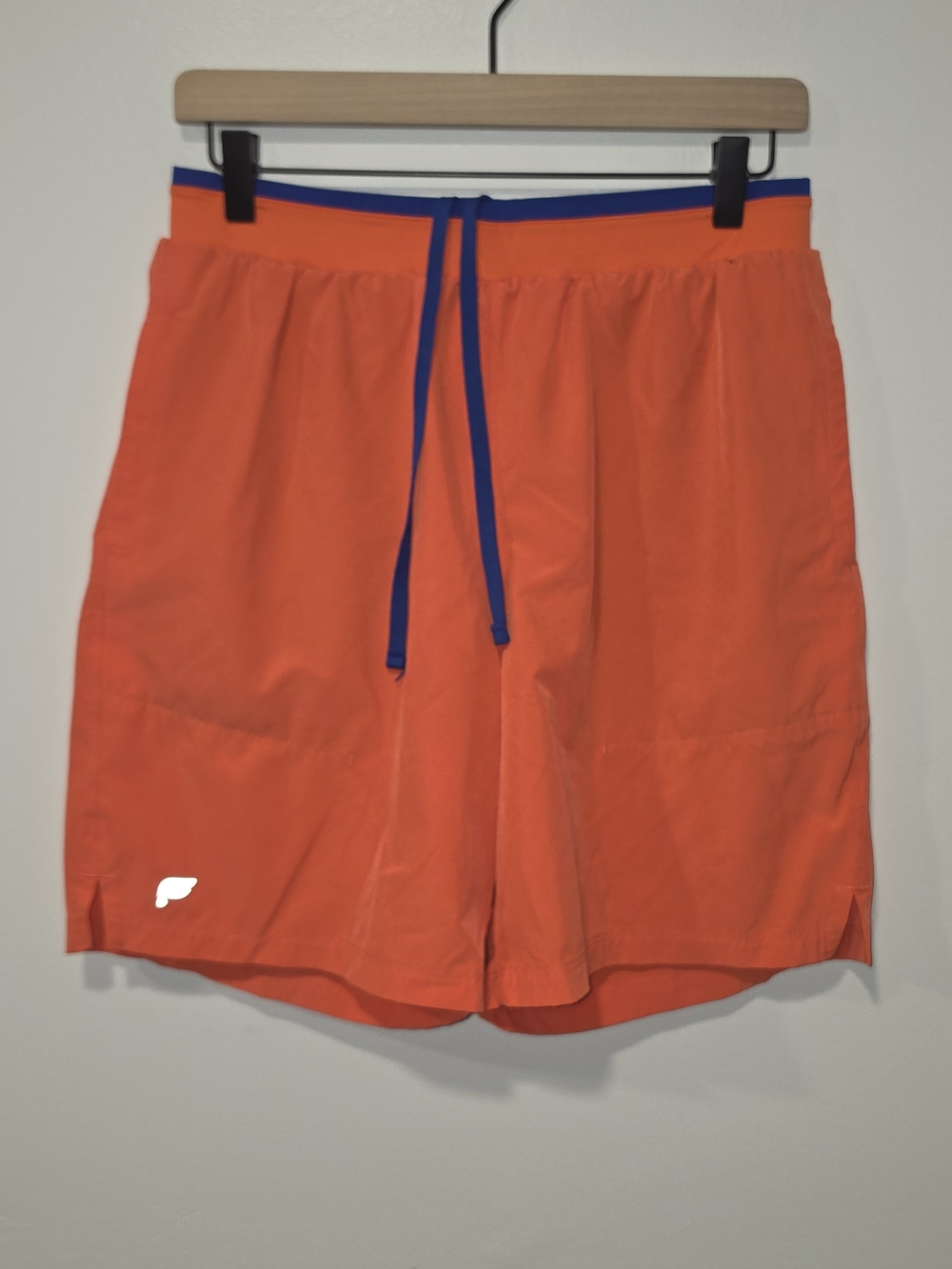 Fabletics "Fundamental Shorts"  Men's Orange Athletic Shorts with Blue Trim SZ S